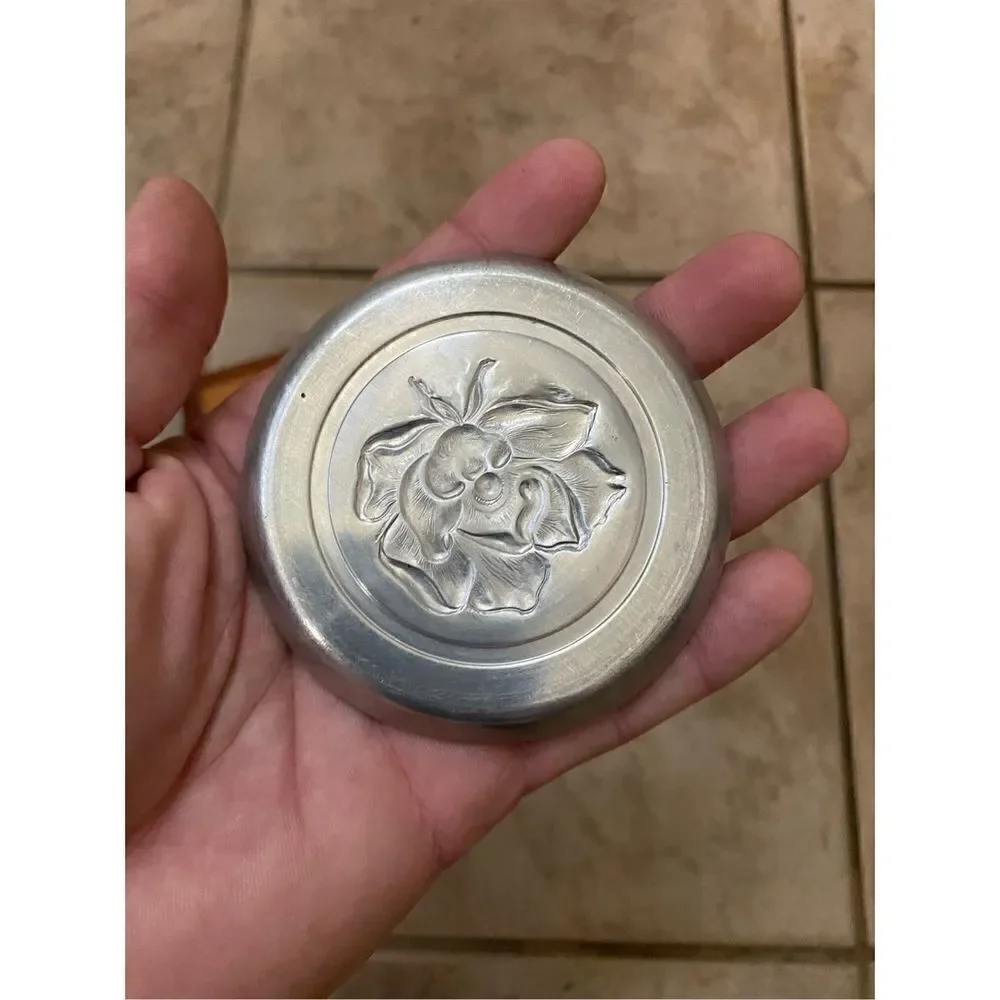 Vintage pewter cup holder with case
